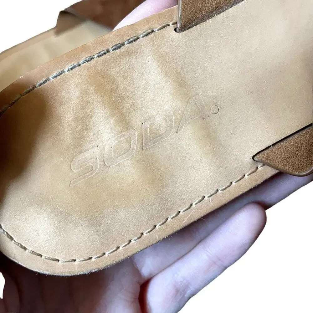 SODA faux leather strap sandals summer‎ beach shoes comfortable slip ons